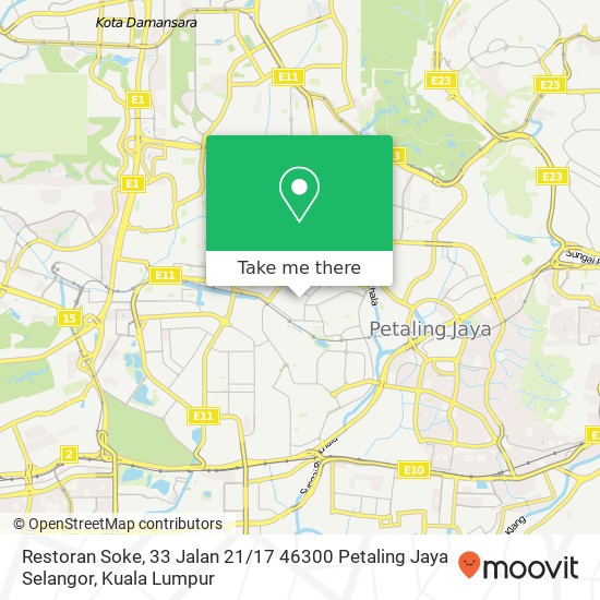 Restoran Soke, 33 Jalan 21 / 17 46300 Petaling Jaya Selangor map