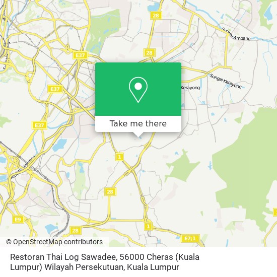 Peta Restoran Thai Log Sawadee, 56000 Cheras (Kuala Lumpur) Wilayah Persekutuan