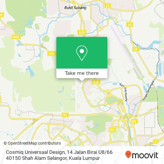 Cosmiq Universaal Design, 14 Jalan Birai U8 / 66 40150 Shah Alam Selangor map