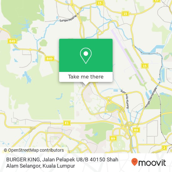 Peta BURGER KING, Jalan Pelapek U8 / B 40150 Shah Alam Selangor