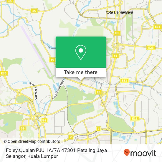 Foley's, Jalan PJU 1A / 7A 47301 Petaling Jaya Selangor map