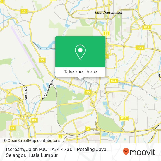 Peta Iscream, Jalan PJU 1A / 4 47301 Petaling Jaya Selangor