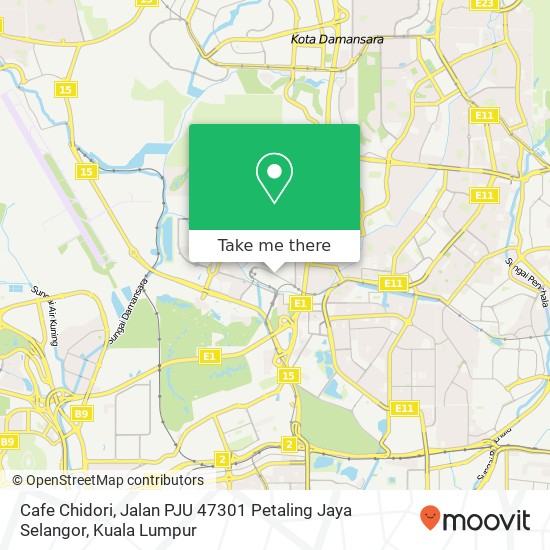Peta Cafe Chidori, Jalan PJU 47301 Petaling Jaya Selangor