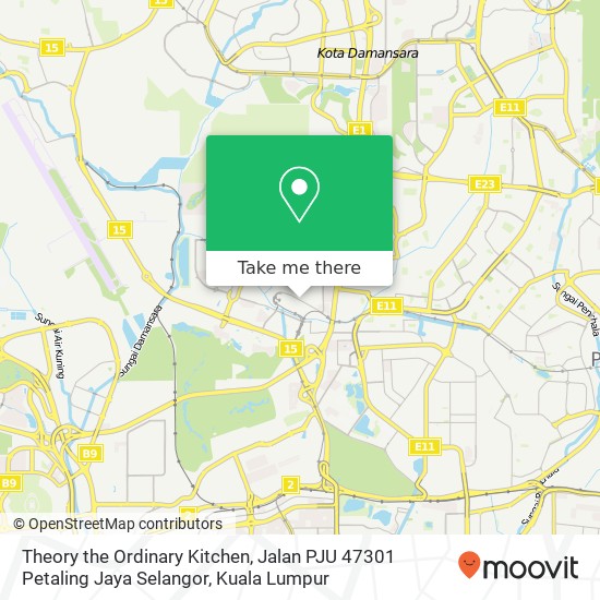 Peta Theory the Ordinary Kitchen, Jalan PJU 47301 Petaling Jaya Selangor