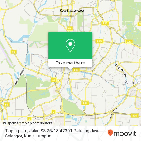 Peta Taiping Lim, Jalan SS 25 / 18 47301 Petaling Jaya Selangor