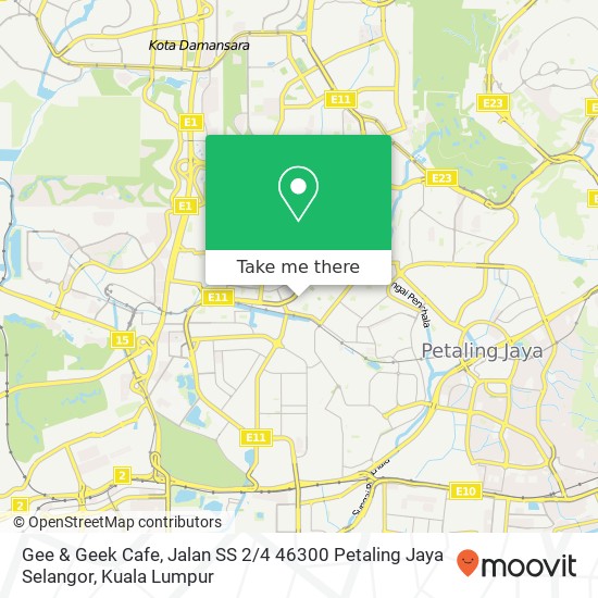Gee & Geek Cafe, Jalan SS 2 / 4 46300 Petaling Jaya Selangor map