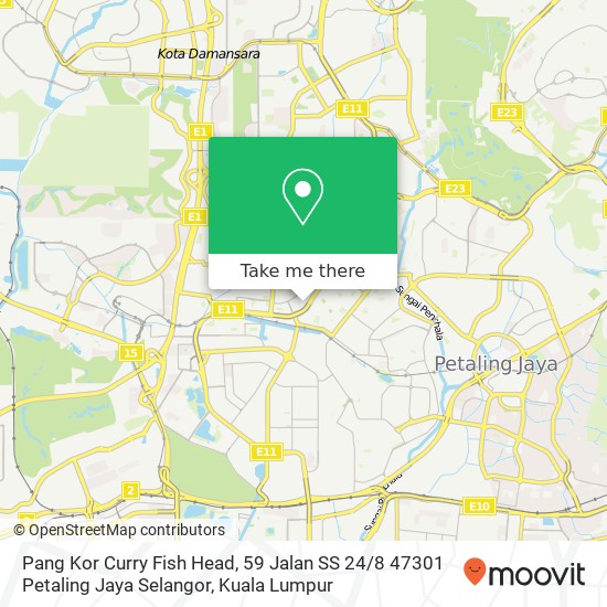 Peta Pang Kor Curry Fish Head, 59 Jalan SS 24 / 8 47301 Petaling Jaya Selangor