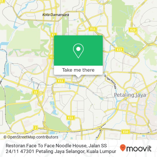 Peta Restoran Face To Face Noodle House, Jalan SS 24 / 11 47301 Petaling Jaya Selangor