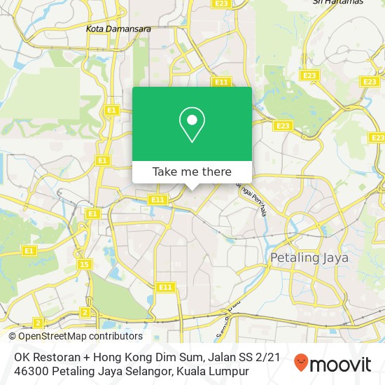 Peta OK Restoran + Hong Kong Dim Sum, Jalan SS 2 / 21 46300 Petaling Jaya Selangor
