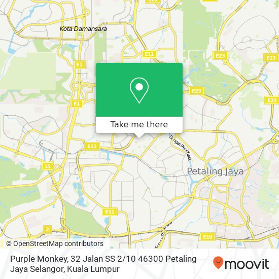 Peta Purple Monkey, 32 Jalan SS 2 / 10 46300 Petaling Jaya Selangor