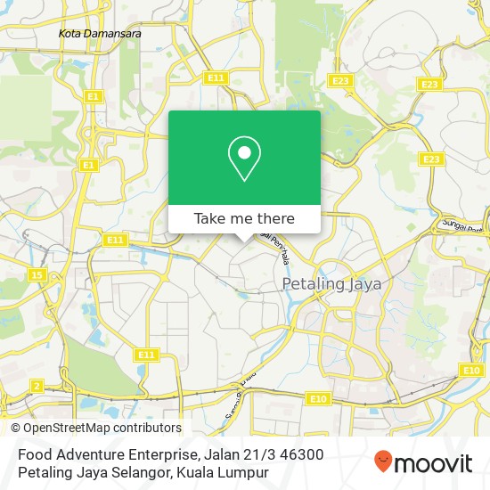 Peta Food Adventure Enterprise, Jalan 21 / 3 46300 Petaling Jaya Selangor