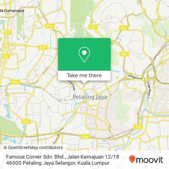 Famous Corner Sdn. Bhd., Jalan Kemajuan 12 / 18 46000 Petaling Jaya Selangor map