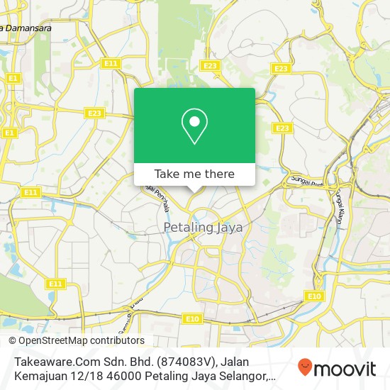 Peta Takeaware.Com Sdn. Bhd. (874083V), Jalan Kemajuan 12 / 18 46000 Petaling Jaya Selangor