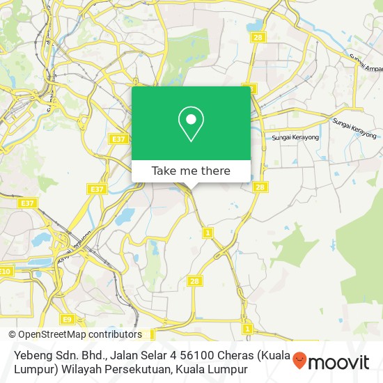 Yebeng Sdn. Bhd., Jalan Selar 4 56100 Cheras (Kuala Lumpur) Wilayah Persekutuan map