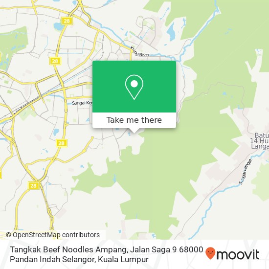 Tangkak Beef Noodles Ampang, Jalan Saga 9 68000 Pandan Indah Selangor map