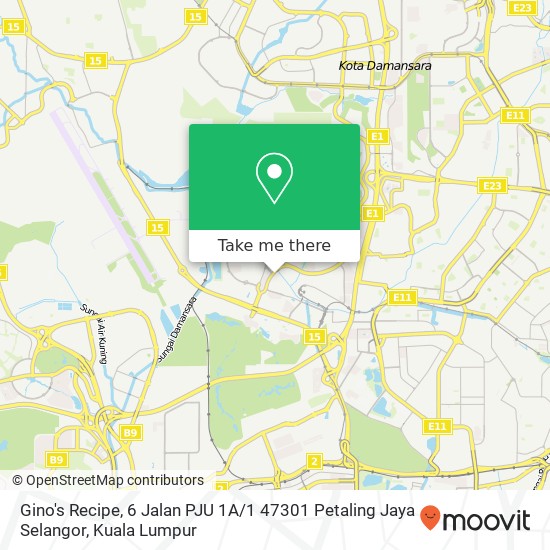 Gino's Recipe, 6 Jalan PJU 1A / 1 47301 Petaling Jaya Selangor map