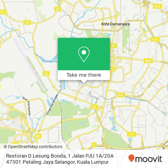 Peta Restoran D Lesung Bonda, 1 Jalan PJU 1A / 20A 47301 Petaling Jaya Selangor