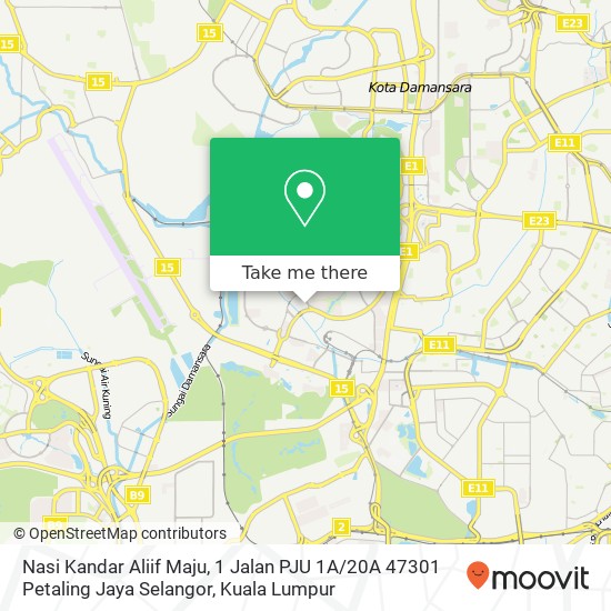 Peta Nasi Kandar Aliif Maju, 1 Jalan PJU 1A / 20A 47301 Petaling Jaya Selangor