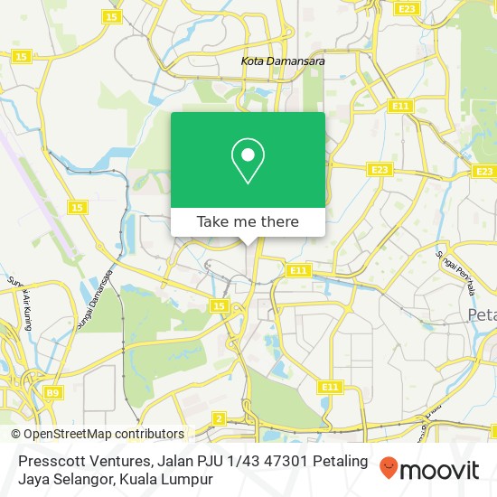 Peta Presscott Ventures, Jalan PJU 1 / 43 47301 Petaling Jaya Selangor