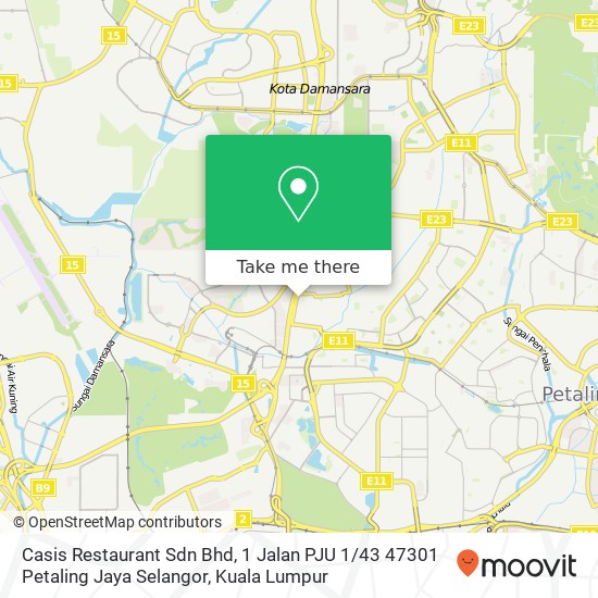 Peta Casis Restaurant Sdn Bhd, 1 Jalan PJU 1 / 43 47301 Petaling Jaya Selangor
