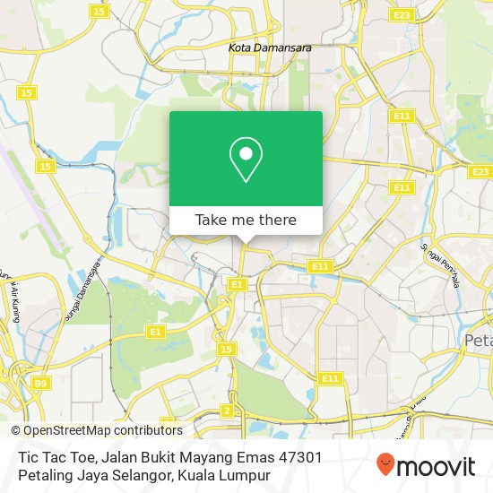 Tic Tac Toe, Jalan Bukit Mayang Emas 47301 Petaling Jaya Selangor map