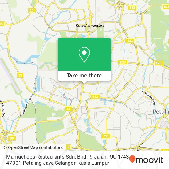 Peta Mamachops Restaurants Sdn. Bhd., 9 Jalan PJU 1 / 43 47301 Petaling Jaya Selangor