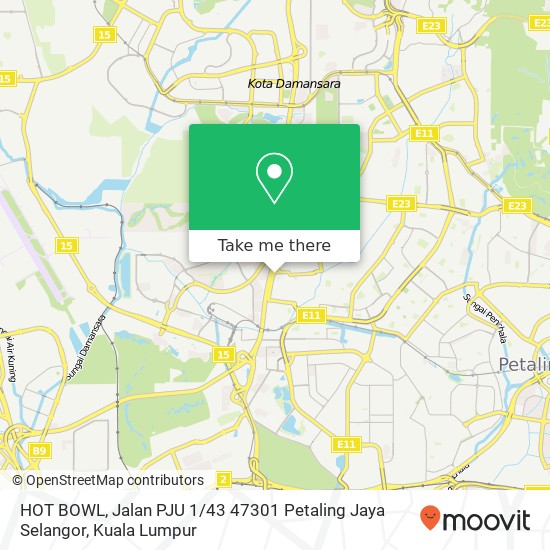 Peta HOT BOWL, Jalan PJU 1 / 43 47301 Petaling Jaya Selangor