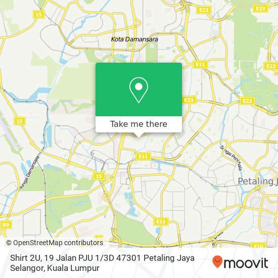 Peta Shirt 2U, 19 Jalan PJU 1 / 3D 47301 Petaling Jaya Selangor