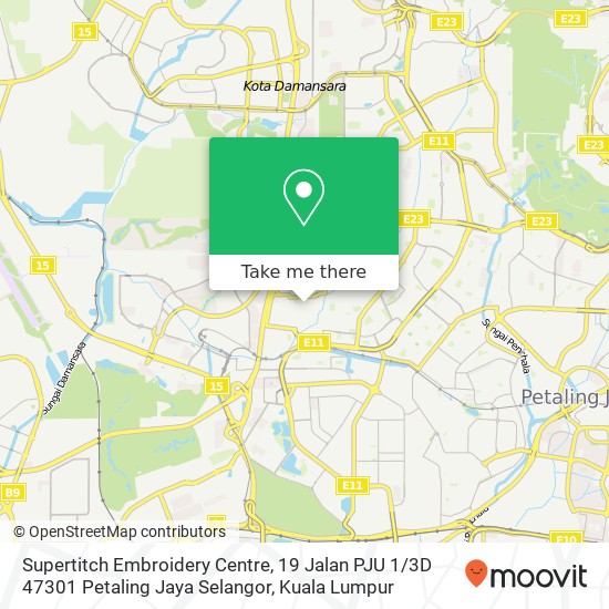 Peta Supertitch Embroidery Centre, 19 Jalan PJU 1 / 3D 47301 Petaling Jaya Selangor