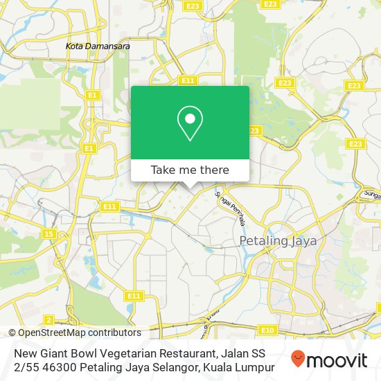 Peta New Giant Bowl Vegetarian Restaurant, Jalan SS 2 / 55 46300 Petaling Jaya Selangor