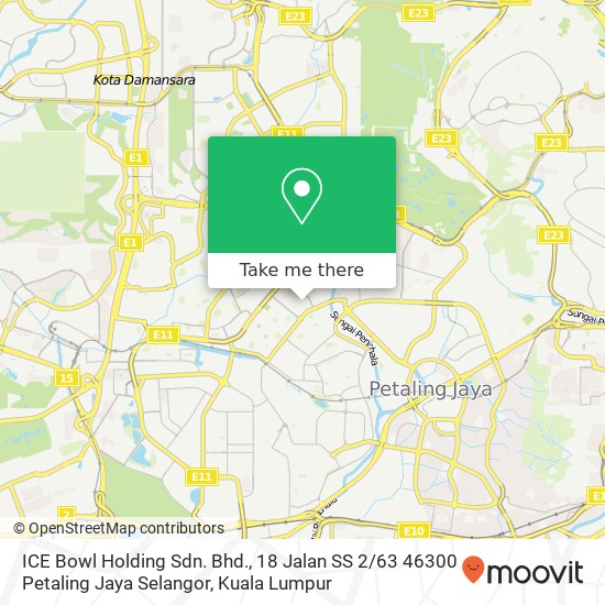 Peta ICE Bowl Holding Sdn. Bhd., 18 Jalan SS 2 / 63 46300 Petaling Jaya Selangor