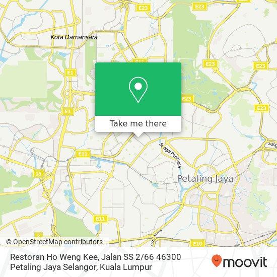 Peta Restoran Ho Weng Kee, Jalan SS 2 / 66 46300 Petaling Jaya Selangor