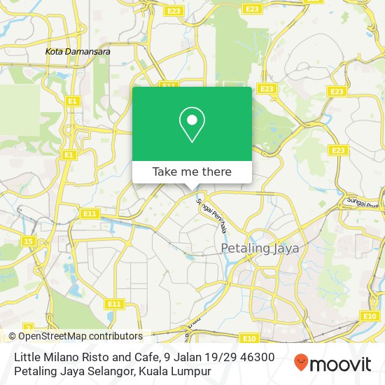 Peta Little Milano Risto and Cafe, 9 Jalan 19 / 29 46300 Petaling Jaya Selangor
