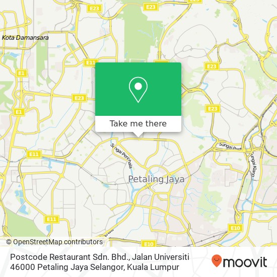 Postcode Restaurant Sdn. Bhd., Jalan Universiti 46000 Petaling Jaya Selangor map