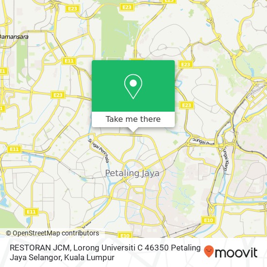 Peta RESTORAN JCM, Lorong Universiti C 46350 Petaling Jaya Selangor