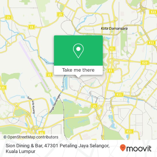 Sion Dining & Bar, 47301 Petaling Jaya Selangor map