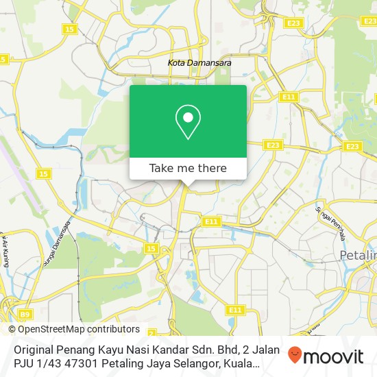 Peta Original Penang Kayu Nasi Kandar Sdn. Bhd, 2 Jalan PJU 1 / 43 47301 Petaling Jaya Selangor