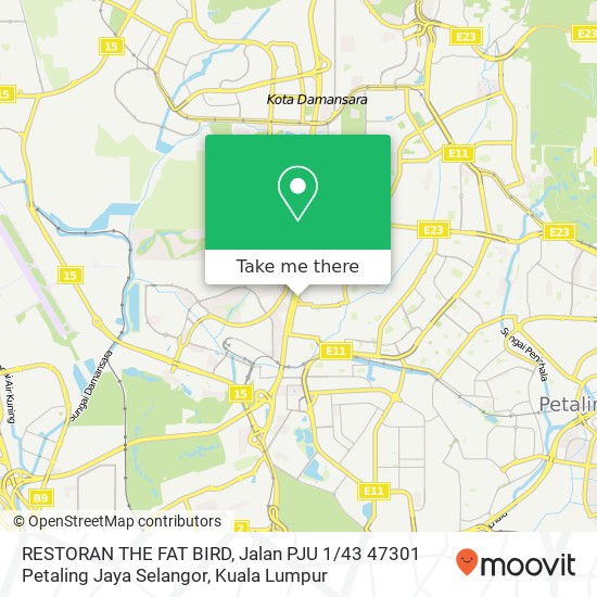 Peta RESTORAN THE FAT BIRD, Jalan PJU 1 / 43 47301 Petaling Jaya Selangor
