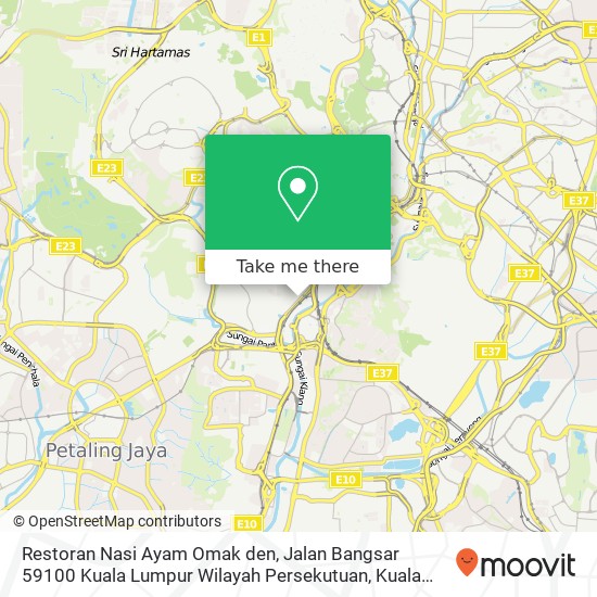 Peta Restoran Nasi Ayam Omak den, Jalan Bangsar 59100 Kuala Lumpur Wilayah Persekutuan