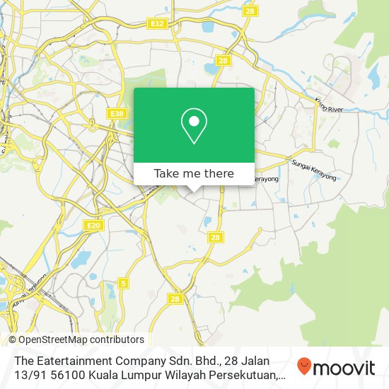 Peta The Eatertainment Company Sdn. Bhd., 28 Jalan 13 / 91 56100 Kuala Lumpur Wilayah Persekutuan