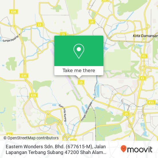 Peta Eastern Wonders Sdn. Bhd. (677615-M), Jalan Lapangan Terbang Subang 47200 Shah Alam Selangor