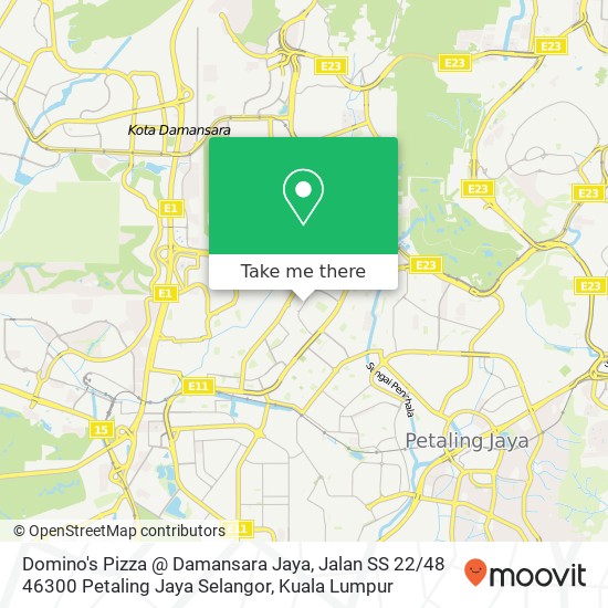 Peta Domino's Pizza @ Damansara Jaya, Jalan SS 22 / 48 46300 Petaling Jaya Selangor