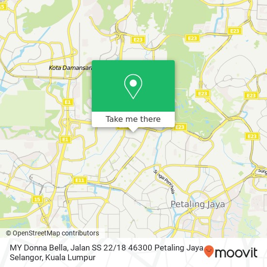 Peta MY Donna Bella, Jalan SS 22 / 18 46300 Petaling Jaya Selangor