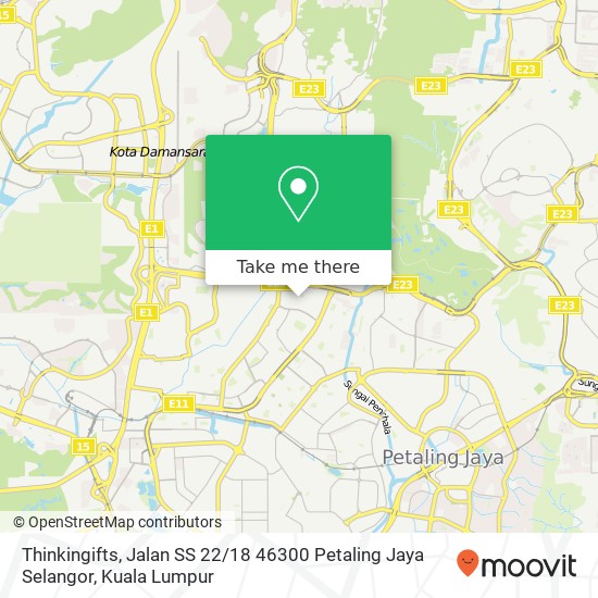 Peta Thinkingifts, Jalan SS 22 / 18 46300 Petaling Jaya Selangor