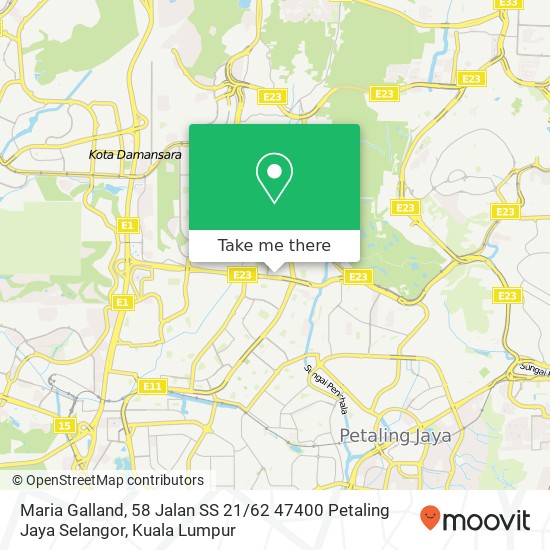 Peta Maria Galland, 58 Jalan SS 21 / 62 47400 Petaling Jaya Selangor