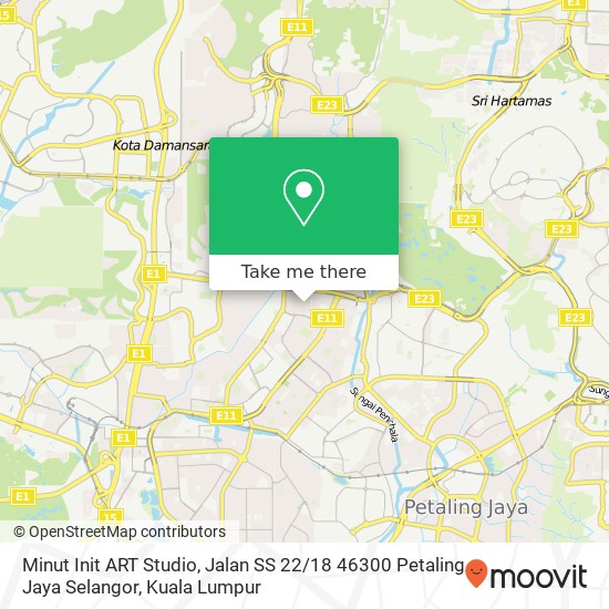 Peta Minut Init ART Studio, Jalan SS 22 / 18 46300 Petaling Jaya Selangor