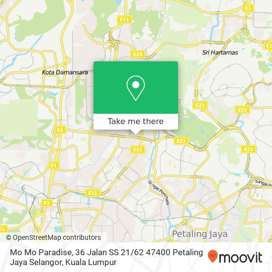 Mo Mo Paradise, 36 Jalan SS 21 / 62 47400 Petaling Jaya Selangor map