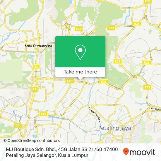 MJ Boutique Sdn. Bhd., 45G Jalan SS 21 / 60 47400 Petaling Jaya Selangor map