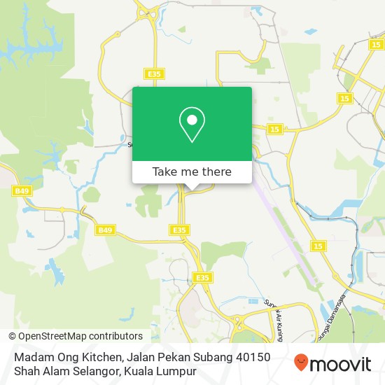 Peta Madam Ong Kitchen, Jalan Pekan Subang 40150 Shah Alam Selangor