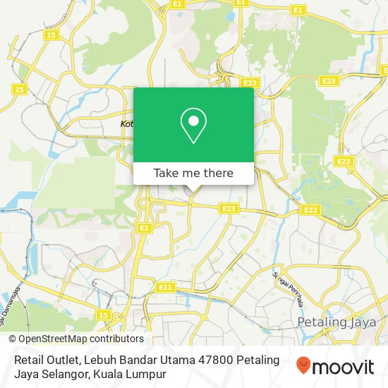 Peta Retail Outlet, Lebuh Bandar Utama 47800 Petaling Jaya Selangor
